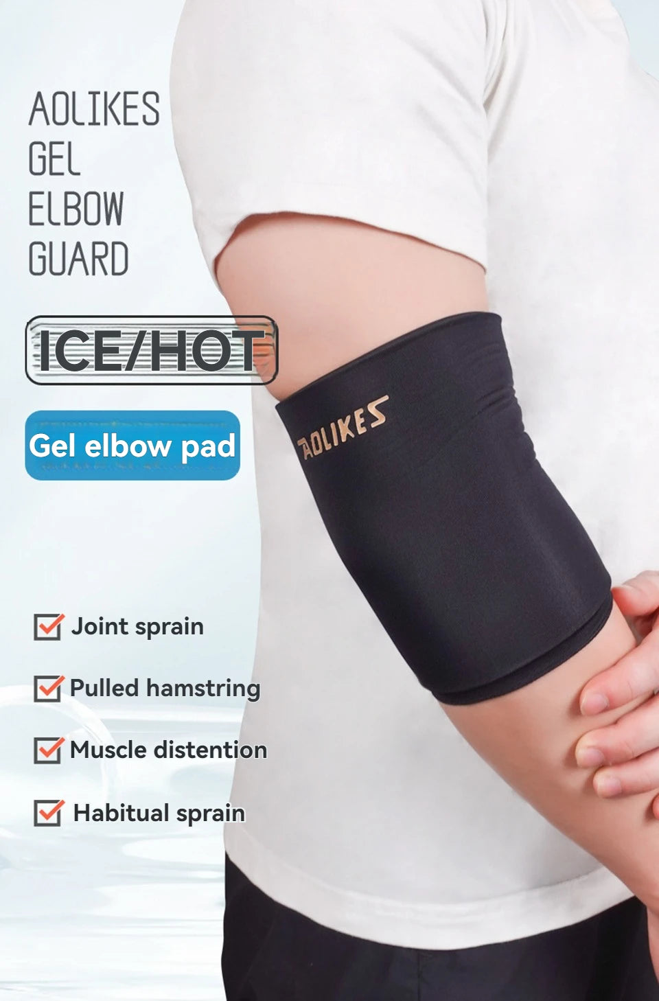 AOLIKES 1PCS Hot and Cold Relief Gel Knee Sleeve,Heat or Ice Therapy for Knee Relief,Contoured Hydrogel Design for Comfort