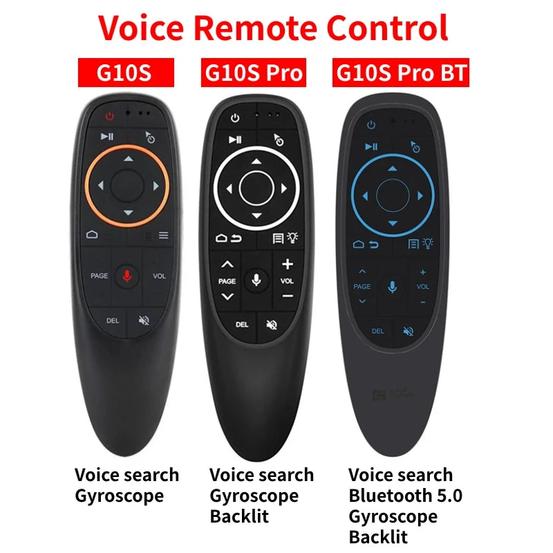 G10S 2.4G Wireless Air Mouse G10S PRO Voice Remote Control Gyroscope IR Learning G10SPRO BT For Android TV Box