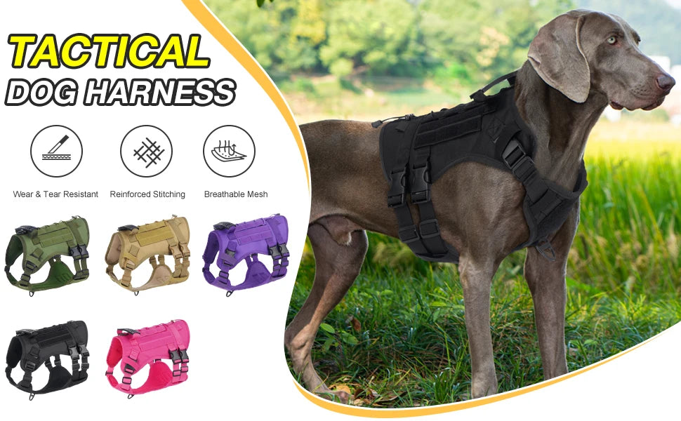 Tactical Chest Strap Large Dog Explosion proof Outdoor Anti slip Tank Top Pet Traction Dog Harness Reinforcement Loop Dog Walkin