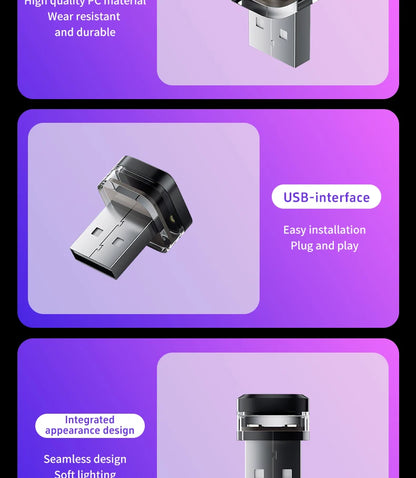 1x Car USB LED Light Mood Lamp Plug Play Universal LED Interior Atmosphere Light Auto Reading Lamp Decorations Decorative Strip