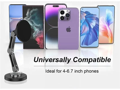 Foldable Universal Car Magnetic Holder Dashborad Alloy Magnetic Car Mount Smartphone Mobile Bracket For iPhone15 Samsung Xiaomi