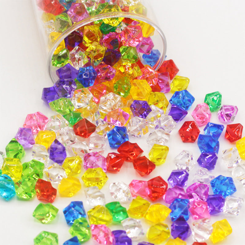 100PCS Plastic Gems Ice Grains Colorful Stones Children Jewels Acrylic Jewels Ice Counter Crystal Diamonds DIY Crafts Beads Toy
