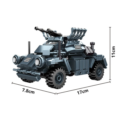Military Army Soldiers World War Tank Armored Vehicle Model Assemble Building Blocks Bricks DIY Toys Gift