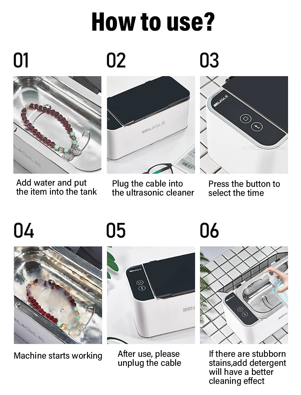Ultrasonic Cleaner Ultrasound Glasses Jewelry Cleanser High Frequency Ultrasound Washing Machine for Glasses Jewelry Dentures