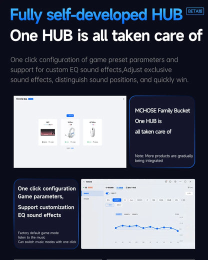 MCHOSE V9 pro E-Sports Headset with Microphone Tri-Mode Gaming USB Wireless 7.1 Channel Surround Sound Portable Audio Headphones