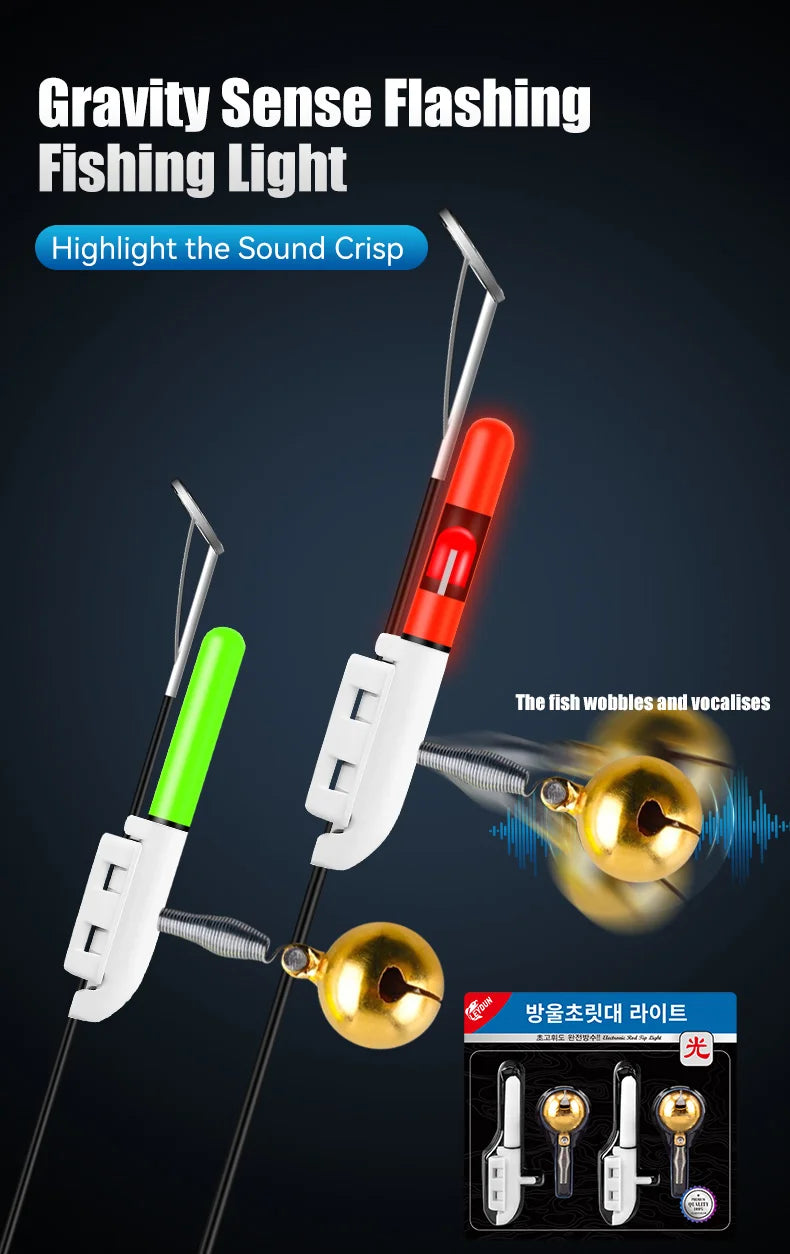 LEYDUN 2 Pcs/Set FLash Electronic Fishing Rod Tip Light Rods Led Bells Light Rods Bite Alarms Tools Cr425 (Batteries Included)