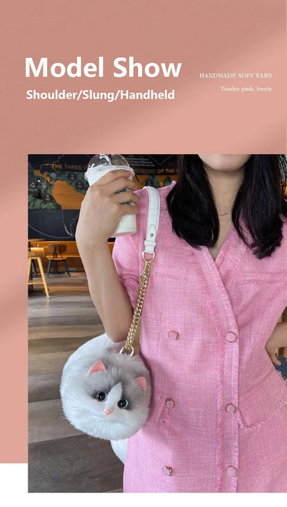 New Cute Popular Cat Small Bag Smooth Hand Feeling Not Easy To Lose Hair Hundred Mobile Phone Net Red Chain Crossbody Bag