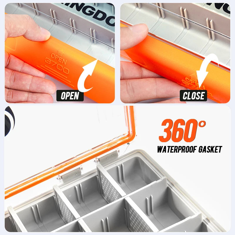 Kingdom Fishing Tackle Box 2 Sizes  Multifunction Tackle Trays Organizer with Removable Dividers Fishing Lure Storage Box