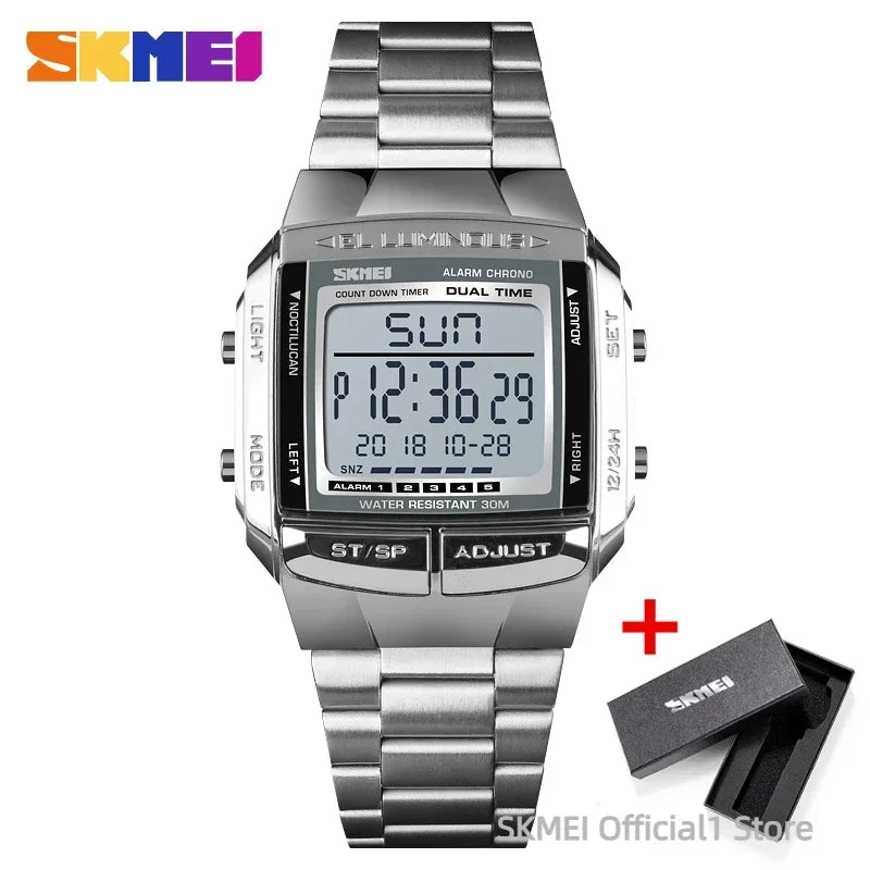 SKMEI 1381 Luxury Digital Watch for Men Sports Electronic Waterproof LED Display Wristwatches Mens Countdown Clock Reloj Hombre