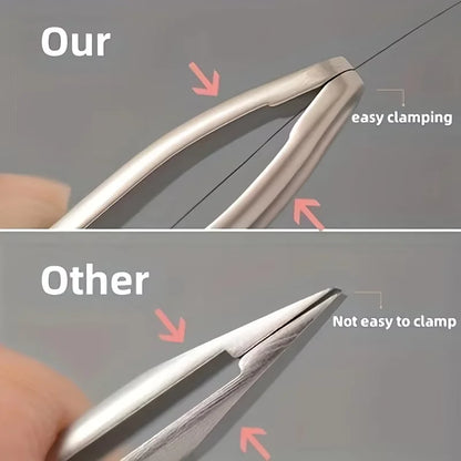 Premium Stainless Steel Round Head Tweezers for Eyebrow & Facial Hair Removal Seamless Clips Short Hair Precision Beard Clip