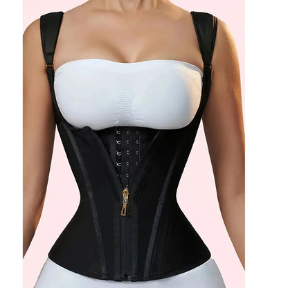 Women's Plus Size Tummy Control Corset Vest Cincher,Full Coverage Back Shapewear with Zipper &Buttoned Closure,Hard Control Belt