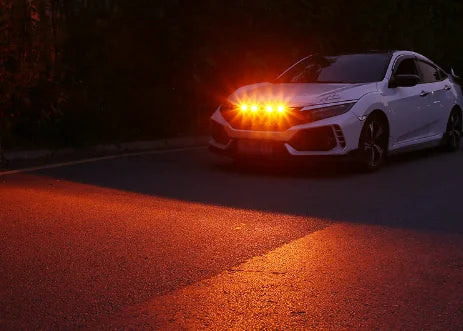 4X Car Grille Light Yellow Light Daytime Running Light LED Decorative Warning Light Pickup Truck Haze Light 12V Control Raptor