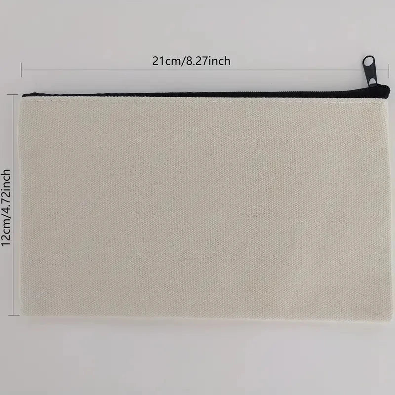5pcs Blank Canvas Zipper Pouch Bulk, Makeup Bag Pencil Case For Cosmetic & DIY Crafts, Independence Day