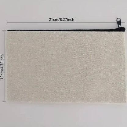 5pcs Blank Canvas Zipper Pouch Bulk, Makeup Bag Pencil Case For Cosmetic & DIY Crafts, Independence Day