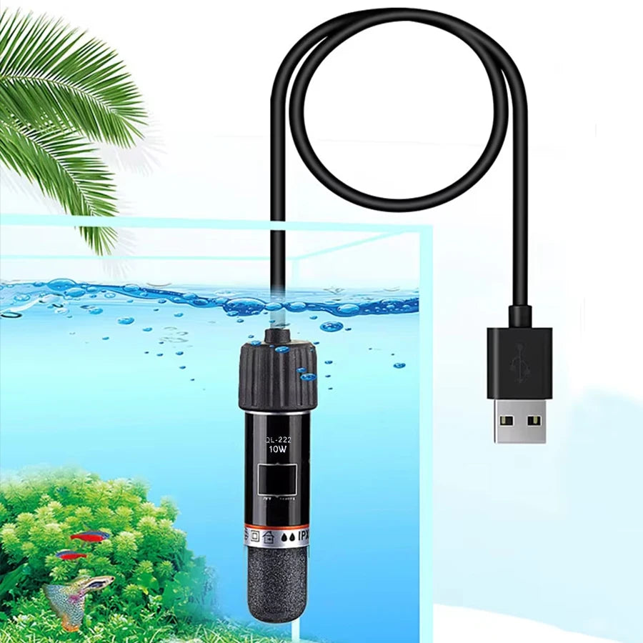 USB Mini Aquarium Heating Rod For Small Fish Tank 26°C Constant Temperature Aquarium Heater Submersible Thermostat Heater 10W