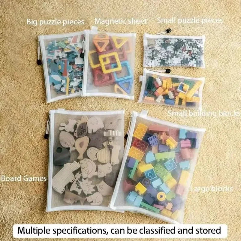 New Puzzle Storage Bag Children's Building Blocks Small Toys Special Sorting Bags Transparent Mesh Gauze Zipper Mesh Bags