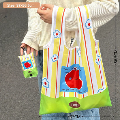 Cute Shopping Bag Large Capacity Supermarket Eco-Friendly Bag Foldable And Easy To Carry Bag Together