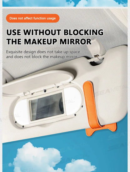 Car Sun Visor Glasses Holder Magnetic Eyeglasses Hanger Clip Luxury Leatherette Car Sunglasses Holder Mount Universal