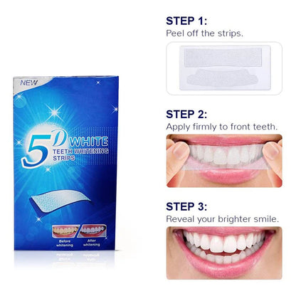 5D White Teeth Whitening Strip Whitening Gel Whiter Strip Removing Smoking Coffee Stain Effective Home Use Tooth Whitening Kit