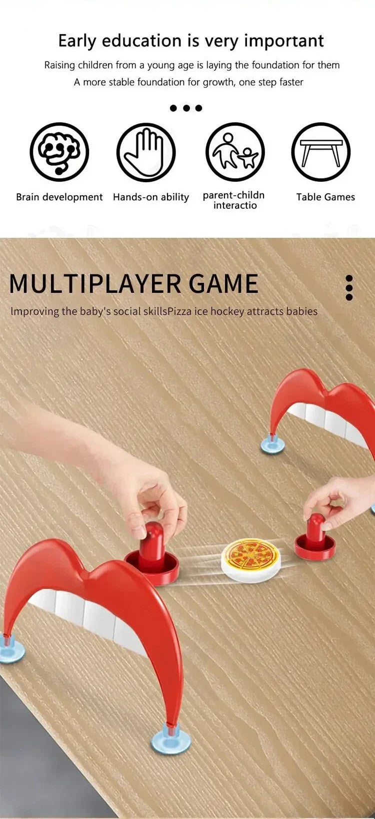 Desktop Pizza Ice Hockey Toy board Game Educate Parent -Child Interactive Game Kids/Adults Toys Family Gathering party game Gift