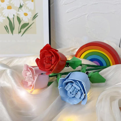 KNEW BUILT 3D Rose Building Blocks Toys-Everlasting Love,Perfect Valentine's Gift ,DIY Flower Home/Desk Decor,Simple Assembly