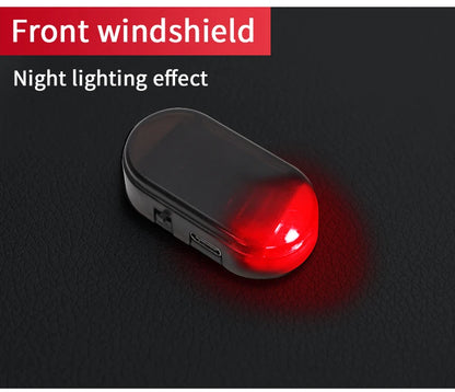 1pc Car Fake Security Light Solar Powered Simulated Dummy Alarm Wireless Warning Anti-Theft Caution Lamp LED Flashing Lights