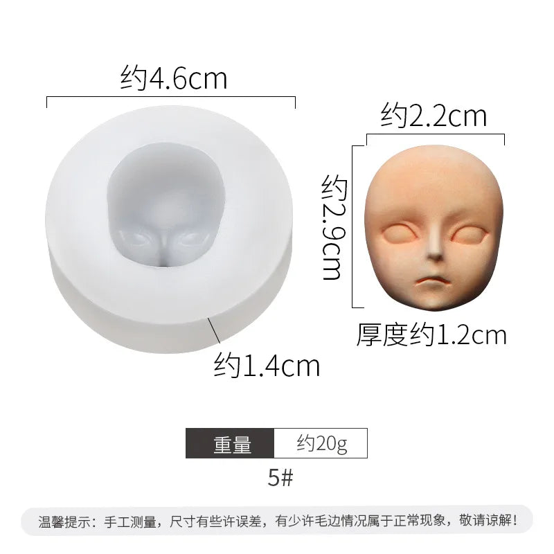 3D Baby Face Silicone Molds Human Facial Mould DIY Doll Modified Polymer Clay Fondant Cake Decor Action figure Handmade Mold