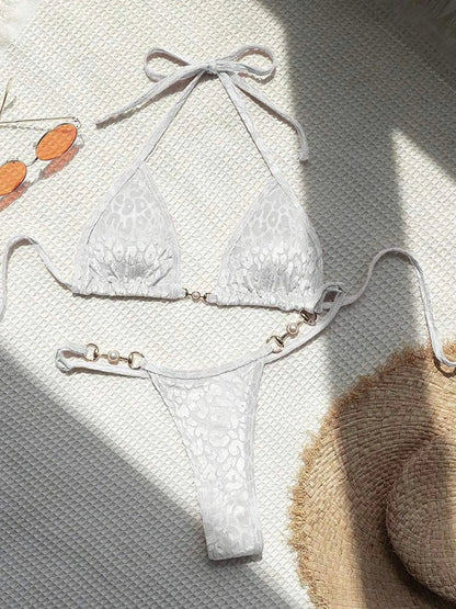 S- XL Leopard Halter Mini Micro Thong Bikini Women Swimwear Female Swimsuit Two-pieces Bikini set Bather Bathing Suit Swim V5207