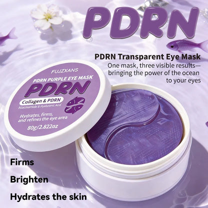 PDRN Eye Mask 60 Patches 30 Pairs, Niacinamide Collagen Under Eye Patches for Dark Circles Puffiness, Brightening Hydrating Skin