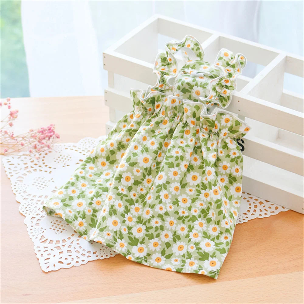 Summer Cotton Sphynx Cat Suspender Skirt Love Flower Pet Princess Dresses for Cats Gotas Katten Kedi Dog Dress mascotas Clothes