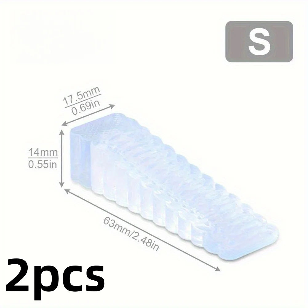 2pcs Transparent Rubber Door Suction Non-Slip Wedge-Shaped Hardware Anti-Collision Door Stopper/Door Top