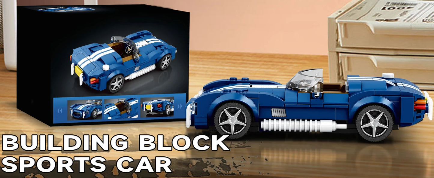 312PCS Blue Sport Car Building Block Set Creative City Vehicle Diy Car Model Bricks Desktop Display Puzzle Toys Holiday Gifts