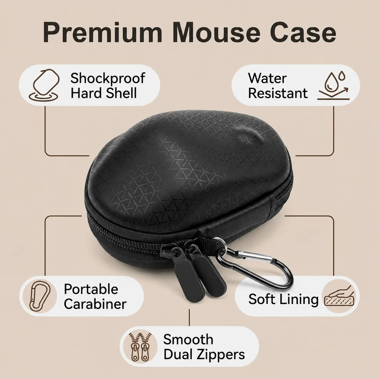 Carrying Case Compatible with Logitech MX Master 4/3S/3 Mouse, Waterproof PU Leather Travel Bag with Precise Receiver Slot