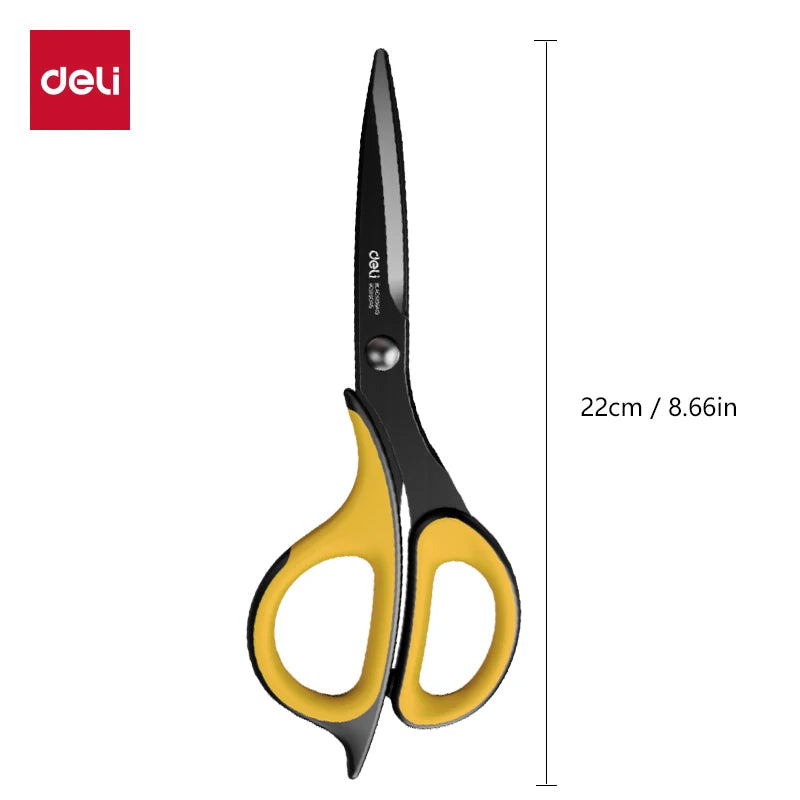 Deli-Stainless Steel Anti-Stick Scissors, Alloy Stationery, School Supplies, Office, Student, DIY, Hand Craft, 184mm