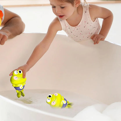Wind-Up Swimming Frog Bath Toys for Toddlers, No Battery Mold-Free ABS Montessori Water Toy for Kids