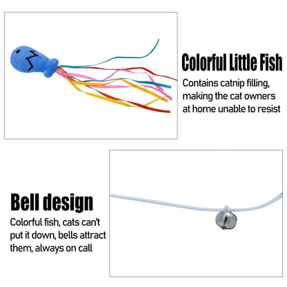 Fashion Cat Wand Toy Natural WoodenTeaser Wand for Cat Interactive Elastic String Cat Stick Pole Toy for Indoor