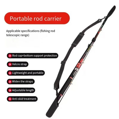 Adjustable Fishing Rod Storage Bag Black Portable Fishing Rod Shoulder Belt Fishing Rod Belt Protector Reel Fishing Accessories