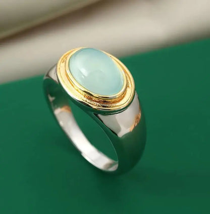 Fashion Sliver Color Green Color Oval Zircon Simple Rings For Women Birthday Gift Accessories Custom Jewelry