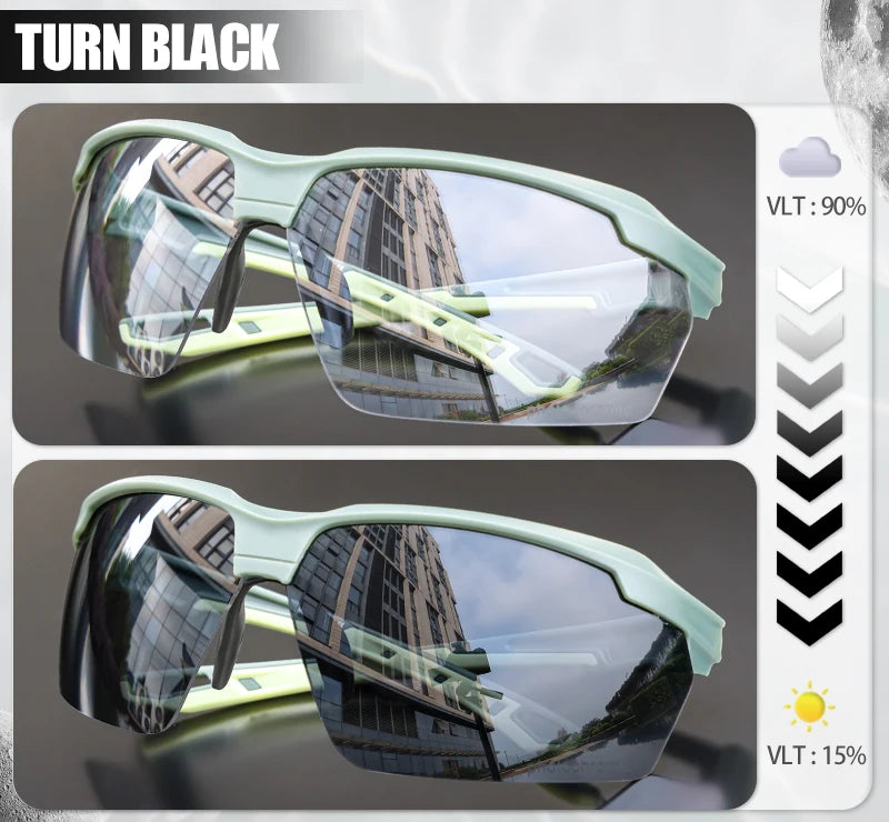 SCVCN Photochromic Cycling Glasses UV400 Outdoor Sports Running Glasses Men MTB Cycling Sunglasses Women Road Bike Glasses