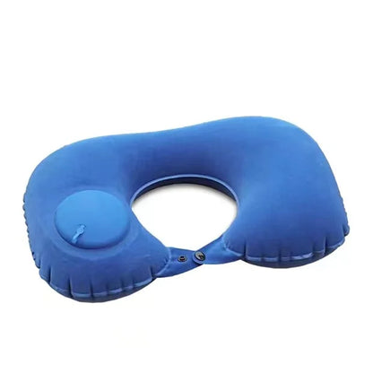 Portable Press‑to‑Inflate U‑Shape Inflatable Neck Pillow Soft Air Support Travel Pillow Comfort Sleeping Cushion for Flight Car