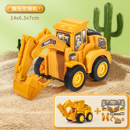 Engineering Vehicle Model Press Sliding Car Excavator Bulldozer Children Educational Construction Vehicle Toy Kids Boy Gift