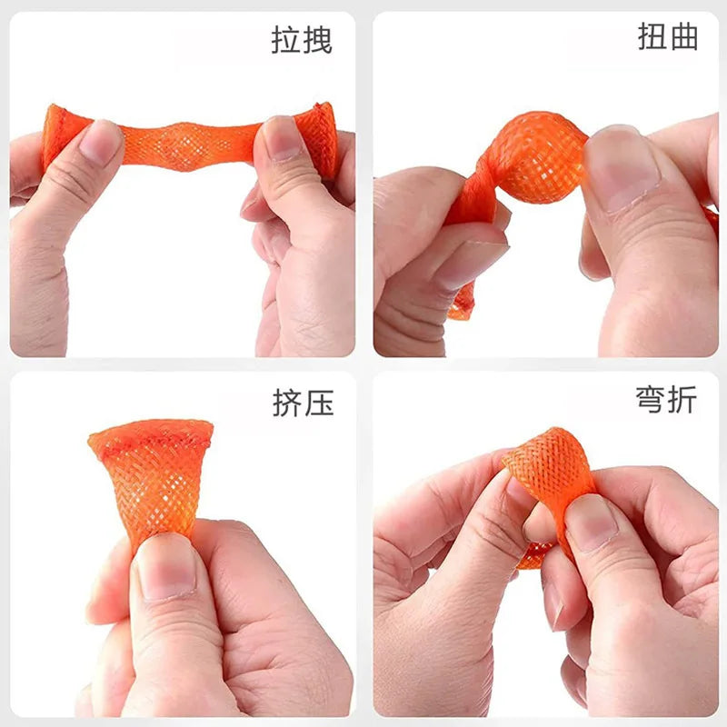 5/10pcs Sensory Marbles Ball Autism ADHD Anxiety Therapy EDC Stress Relief Hand Fidget Toys Braided Mesh Easy Bend With Marble