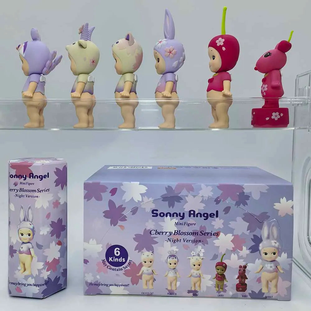 Sonny Angel Blind Box Purple Cherry Blossom Series Nigbt Minifigure Version Decoration Cute Mystery Surprise Giff