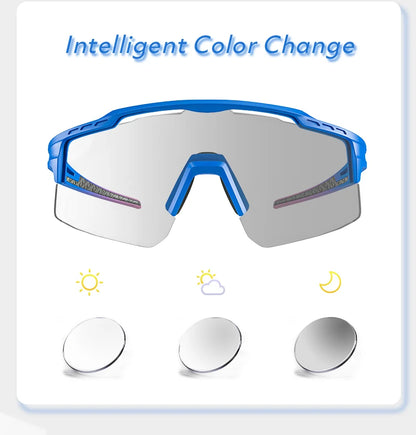 Photochromic Sunglasses UV400 Bike Bicycle Glasses Men's Blue Sports Woman Cycling Eyewear Outdoor MTB Glasses Bike Goggles