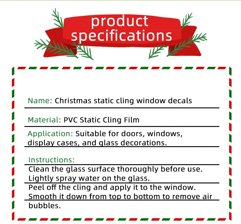 2025 Christmas Static Window Clings - Gingerbread Man Snowman Snowflake & Santa Claus Decals for Xmas Holiday Party Decorations