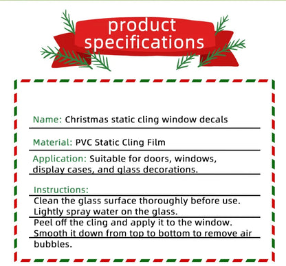 2025 Christmas Static Window Clings - Gingerbread Man Snowman Snowflake & Santa Claus Decals for Xmas Holiday Party Decorations