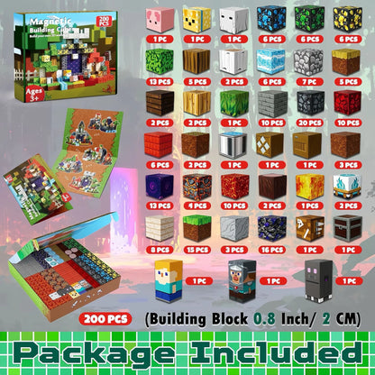 100-300pcs Magnetic Tiles Building Blocks Set,My World Figures Bricks, STEM Educational Toys for Kids Ages 3-10,Boys Girls Gifts