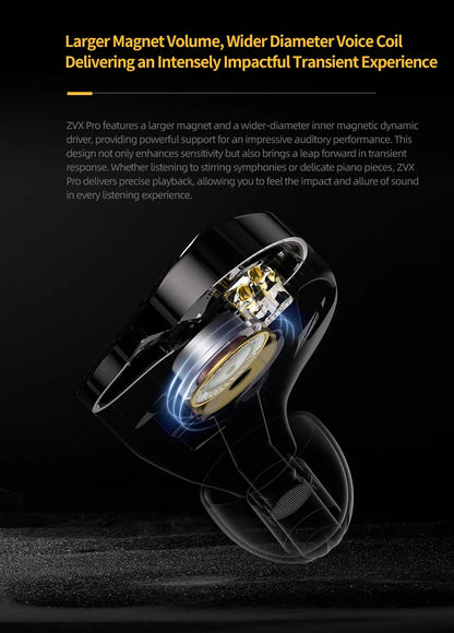 KZ ZVX PRO Dynamic In Ear Earphones HIFI Bass Earbuds Metal Monitor Headphones Sport Noise Cancelling Music Headsets