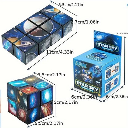 2 in 1 Star Sky Cube Magic Cube EDC Toy Infinity Cube Fidget Toy Puzzle Twist Toy Creative Decompression Plaything Birthday Gift