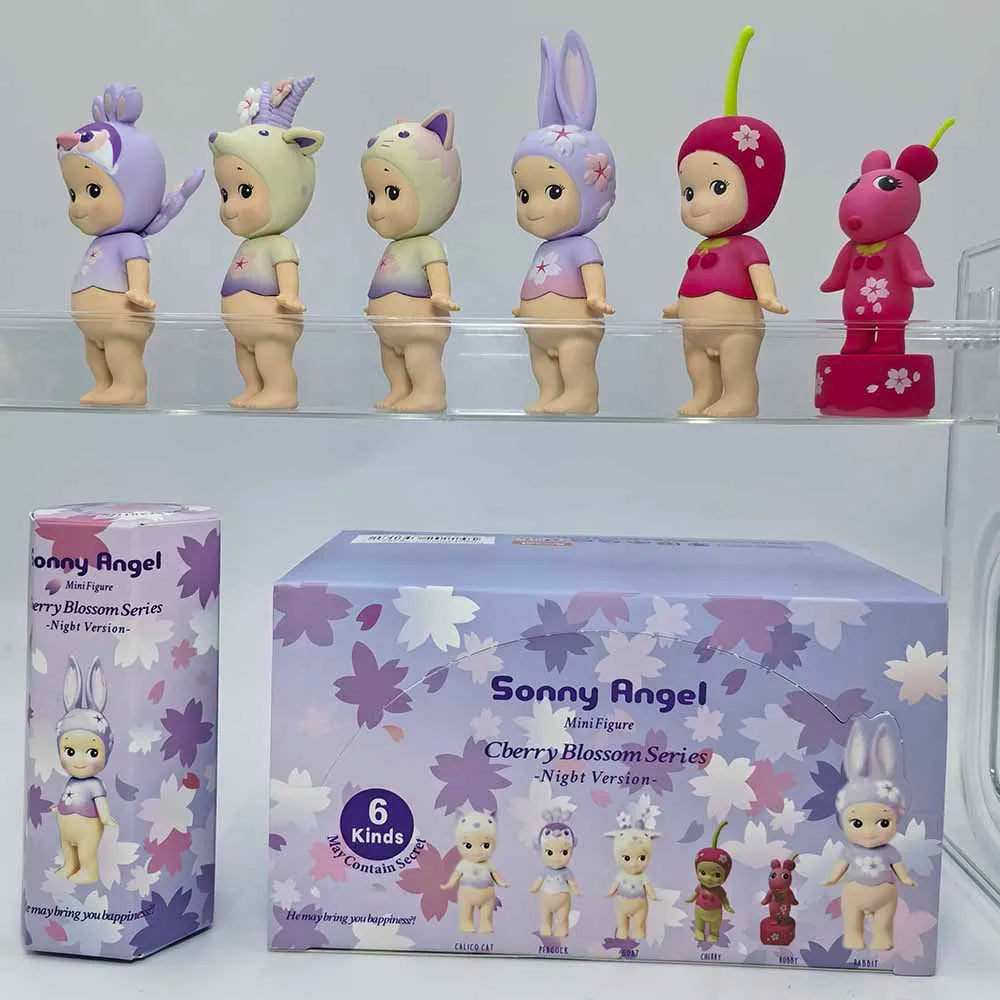 Sonny Angel Blind Box Purple Cherry Blossom Series Nigbt Minifigure Version Decoration Cute Mystery Surprise Giff